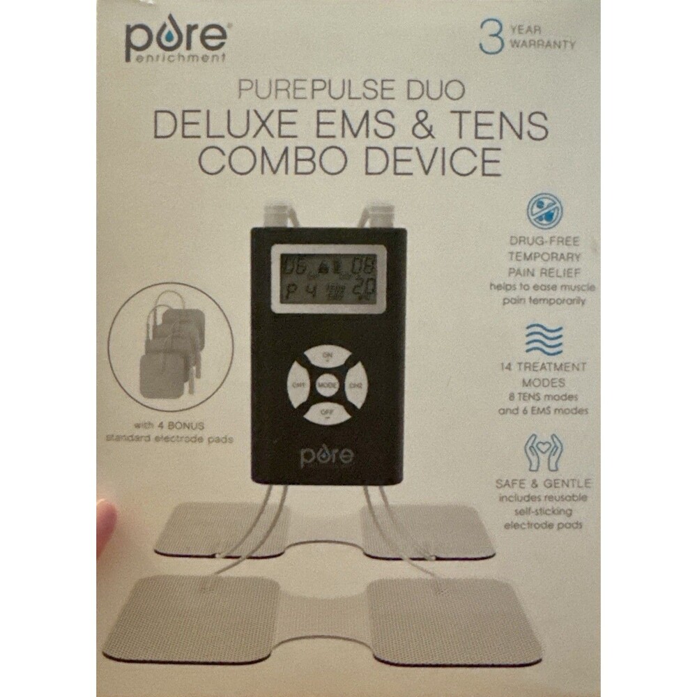 Pure Enrichment PurePulse Duo Deluxe EMS & TENS Combo Device + 20 Extra Pads